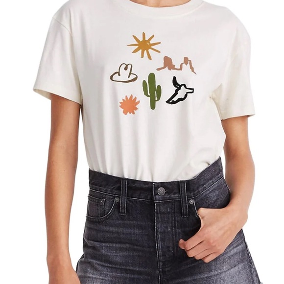 Madewell Cream Graphic Short Sleeve Tee NWOT - Picture 2 of 4